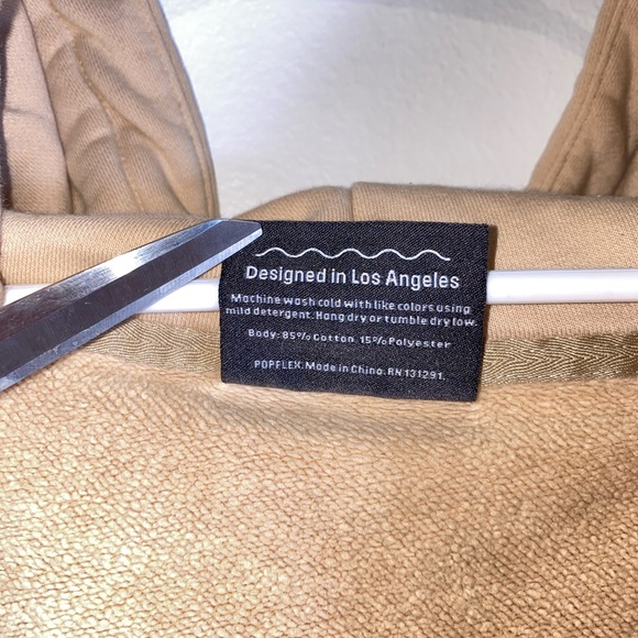 Popflex Oversized Cloud Zip Up Hoodie S/M, Sand, Tan - Picture 9 of 11